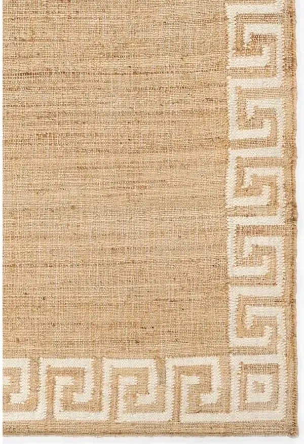 Maisha Coastal Beach Ivory Border Patterned Rug - 2'x3'