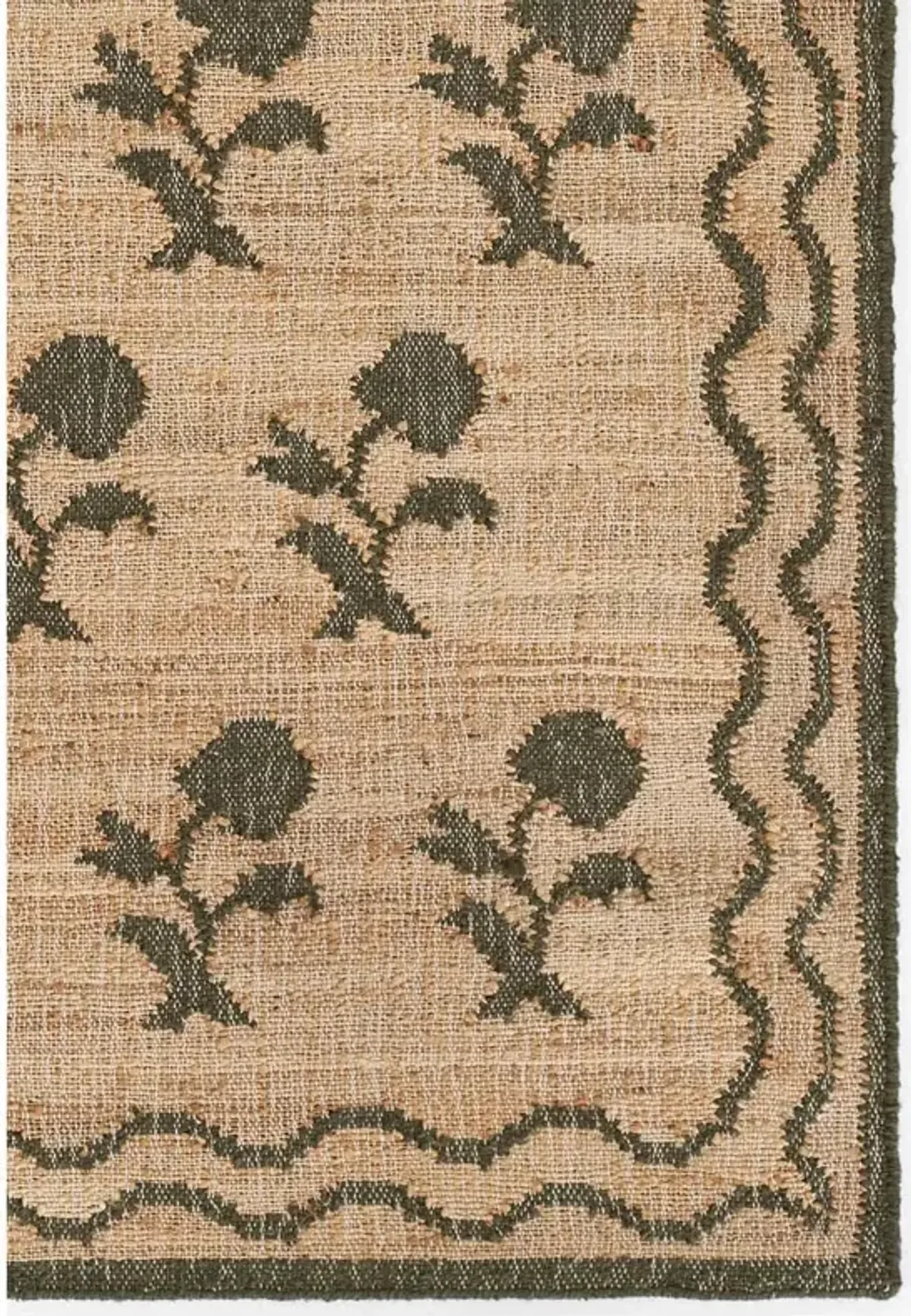 Lizbeth Coastal Beach Green Floral Patterned Rug - 9'x12'