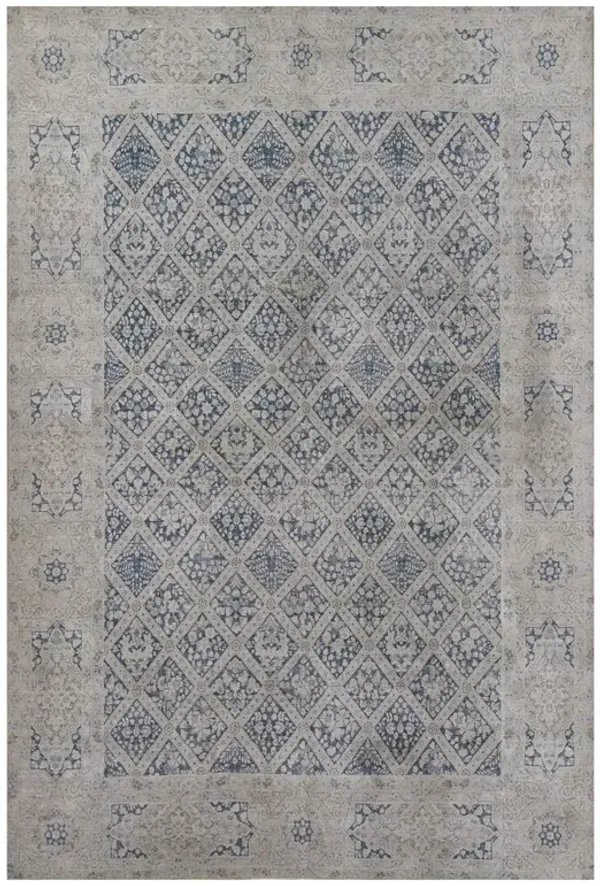 Hernan Updated Traditional Blue Oriental Patterned Rug - 10'x14'