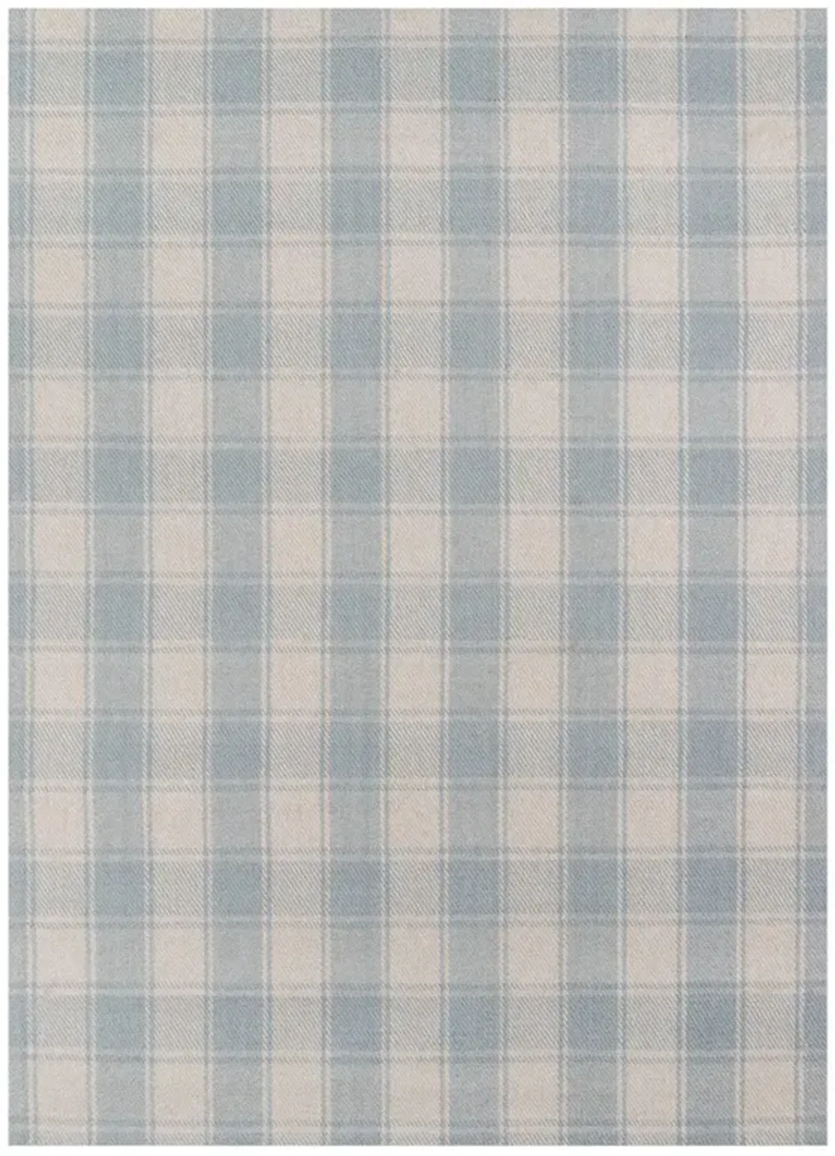 Vianna Updated Traditional Light Blue Wool Plaid Patterned Rug - 2'x3'