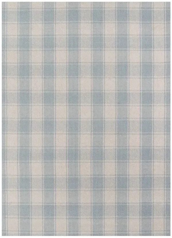 Vianna Updated Traditional Light Blue Wool Plaid Patterned Rug - 5'x8'