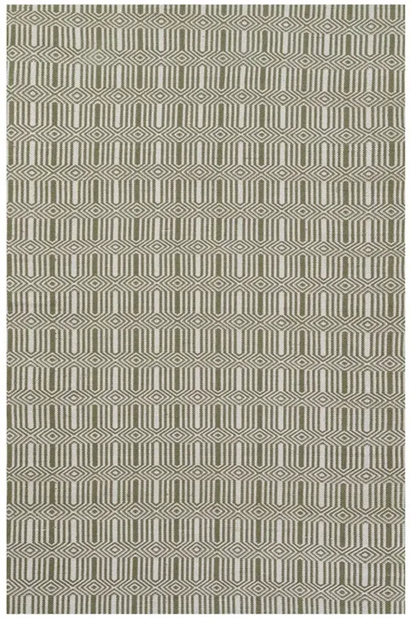 Monet Updated Traditional Green Geometric Patterned Indoor Outdoor Rug - 2'x3'