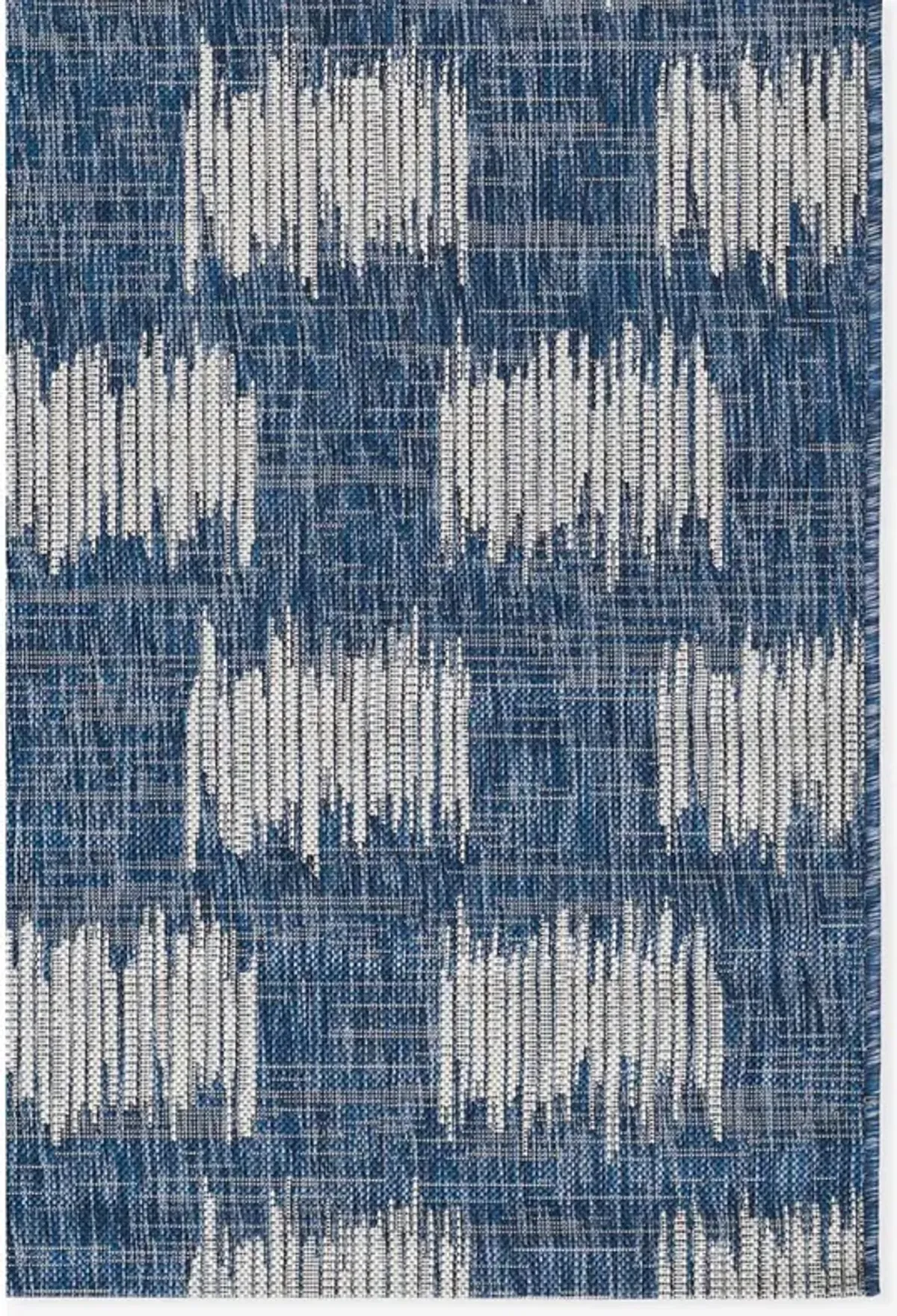 Cosette Coastal Beach Blue Geometric Patterned Indoor Outdoor Rug - 2'x6'