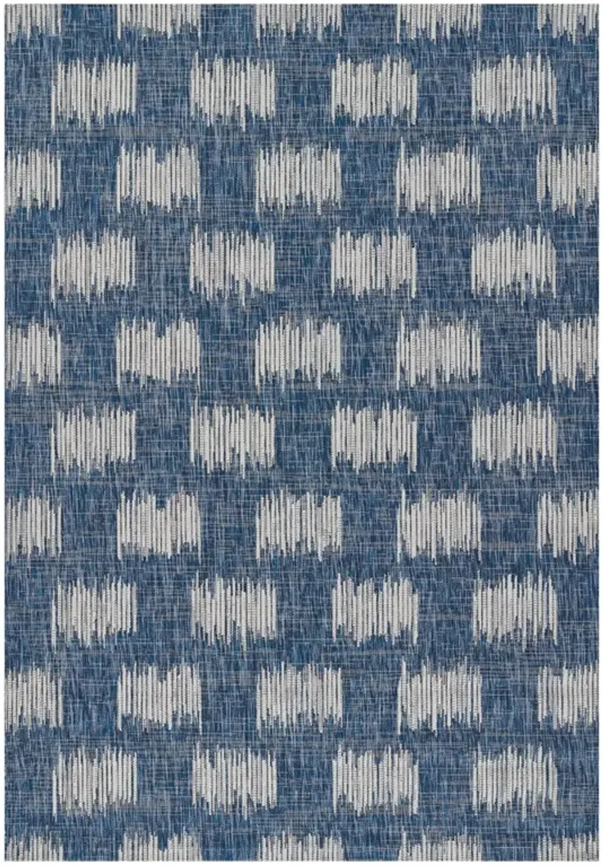 Cosette Coastal Beach Blue Geometric Patterned Indoor Outdoor Rug - 2'x6'