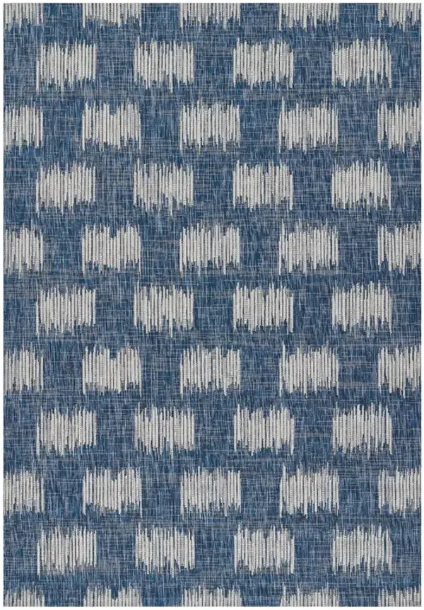 Cosette Coastal Beach Blue Geometric Patterned Indoor Outdoor Rug - 2'x6'