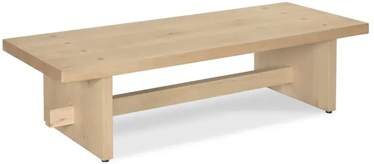 Lila Coastal Beach Natural Oak Rectangular Cocktail Table
