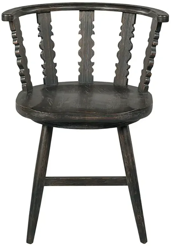 Fable Updated Traditional Worn Black Oak Windsor Dining Chair