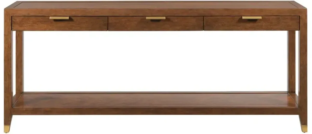Gibson Modern Classic Bordeaux Brown Oak Rectangular Console Table
