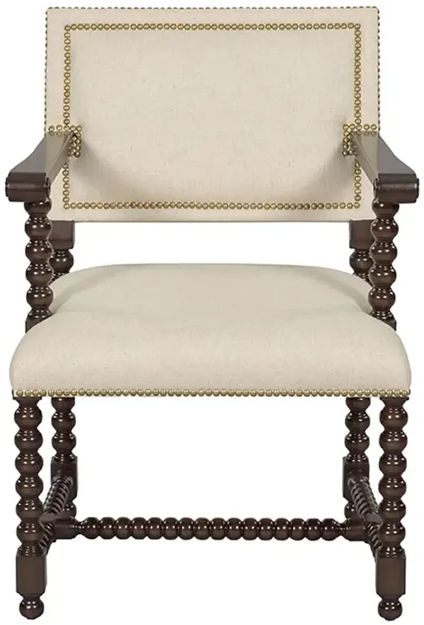 Longmont Updated Traditional Performance Linen Black Wood Dining Arm Chair