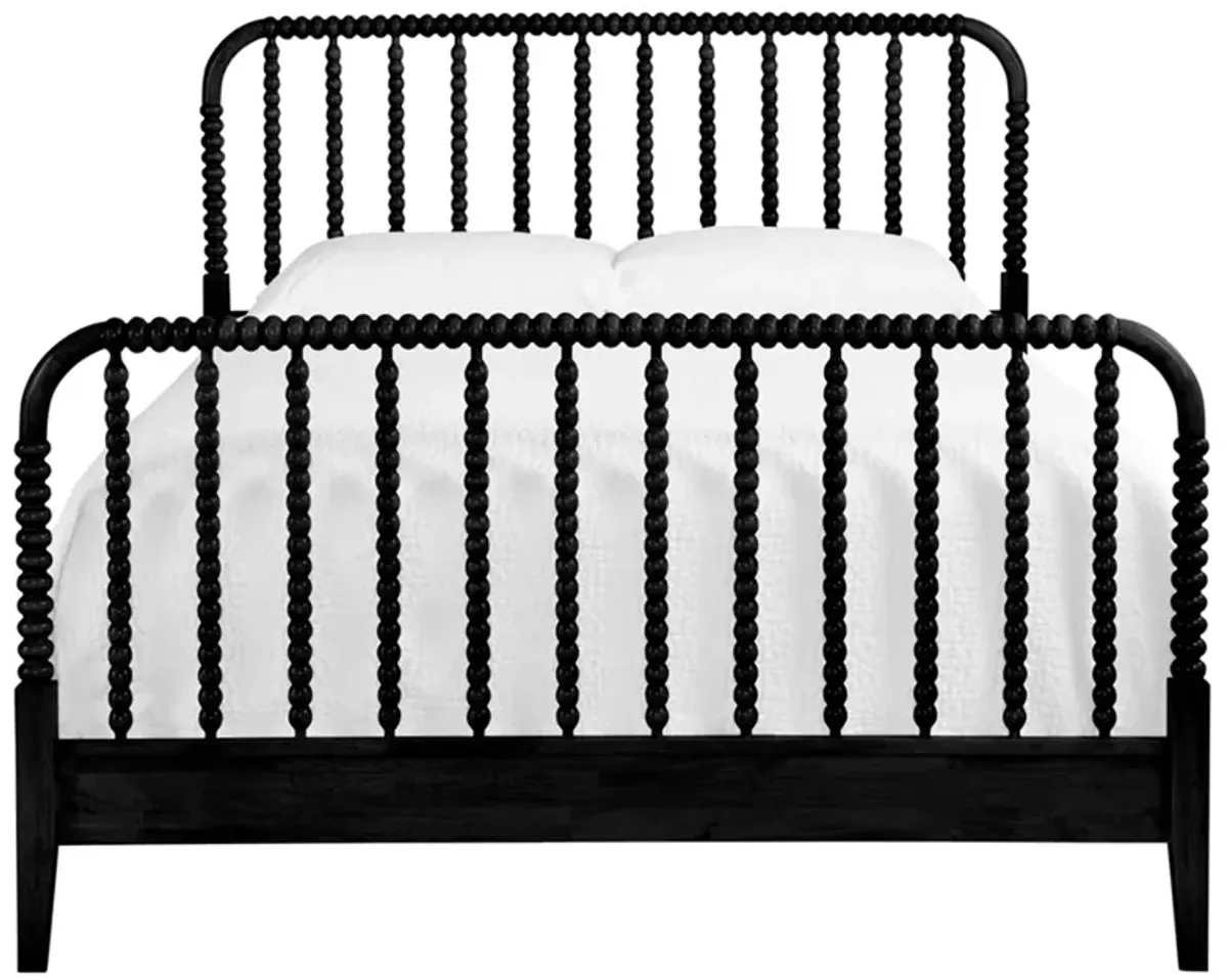 Lynda Coastal Beach Black Wood Spindle Bed - Queen