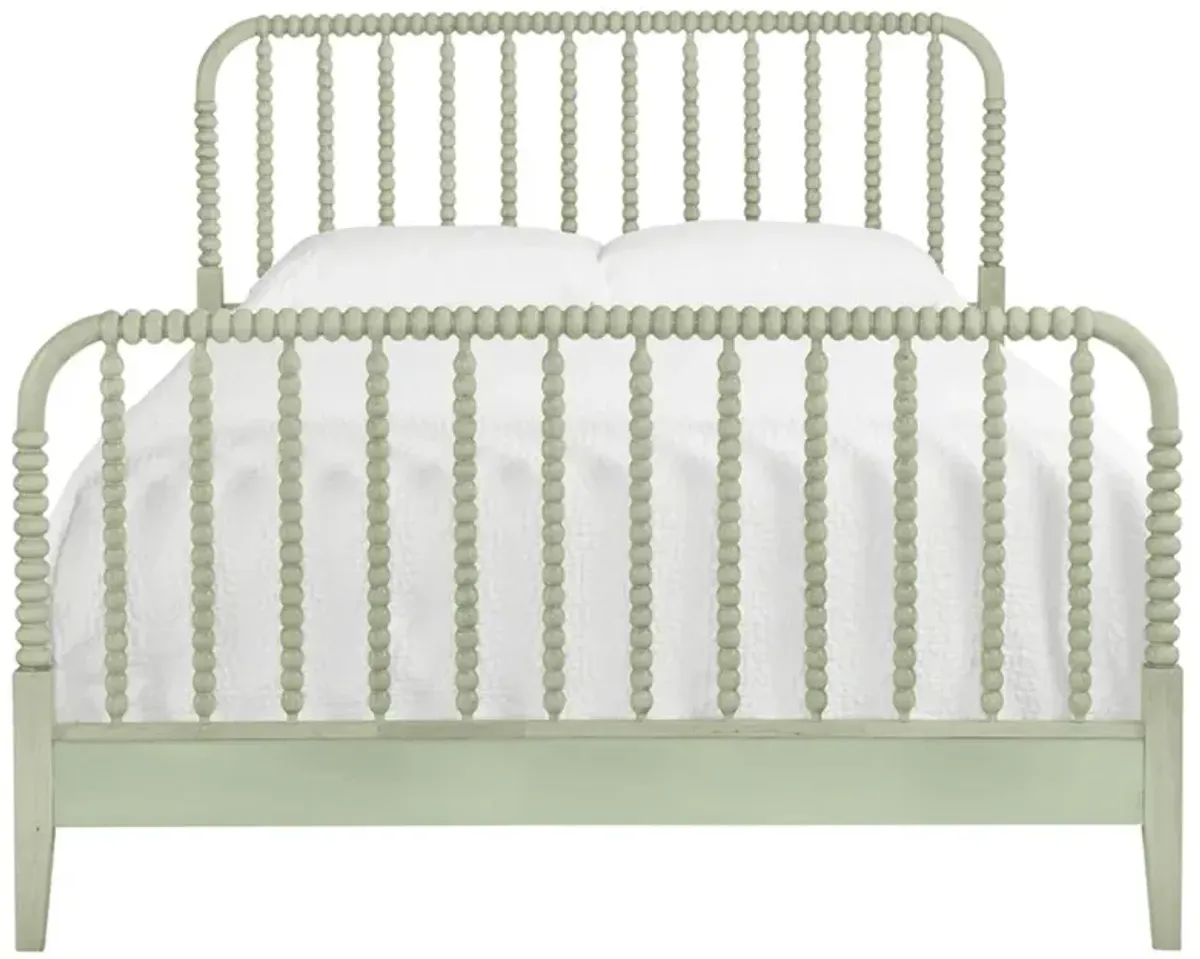 Lynda Coastal Beach Green Wood Spindle Bed - Queen