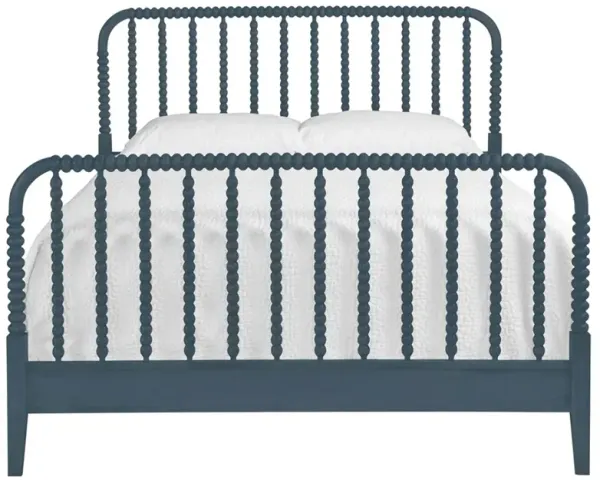Lynda Coastal Beach Dark Blue Wood Spindle Bed - Queen