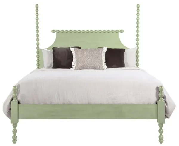 Elio Updated Traditional Green Wood Spindle Poster Bed - Queen