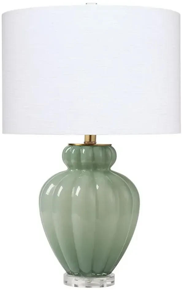 Raven Updated Traditional Green Glass Gourd Table Lamp