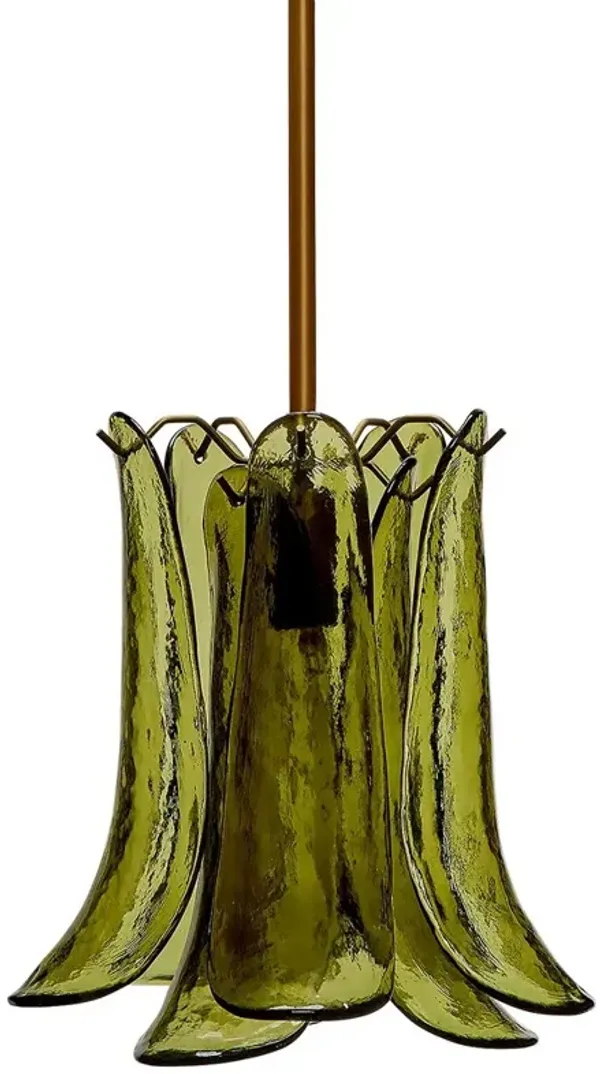 Isolde Updated Traditional Green Glass Petal Pendant