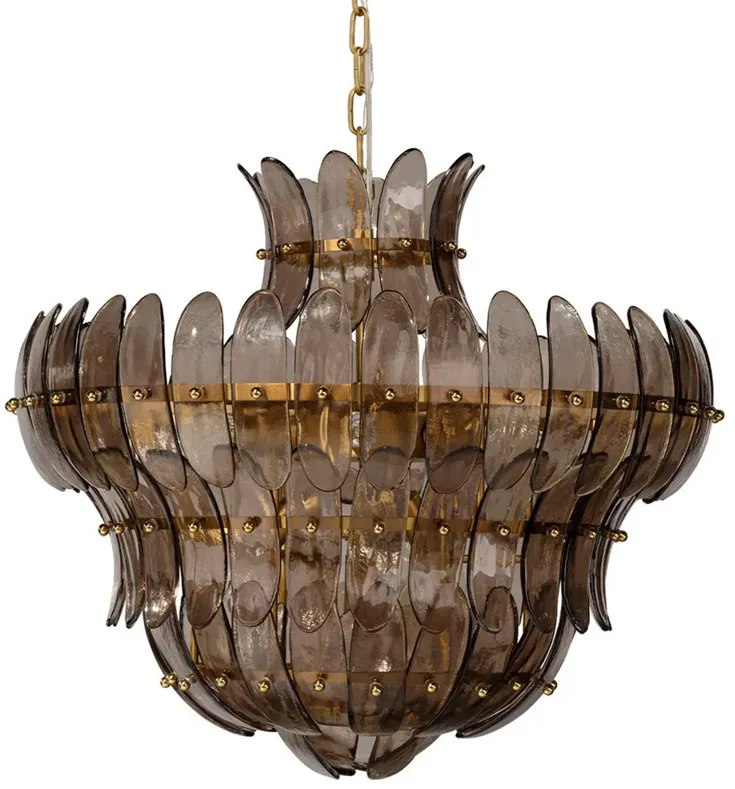 Elowen Updated Traditional Smoked Taupe Glass Curved  Chandelier