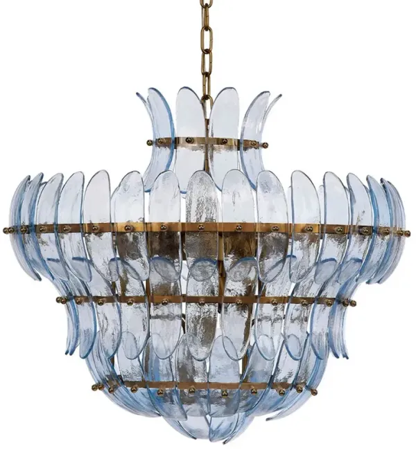 Elowen Updated Traditional Pale Blue Glass Curved Chandelier