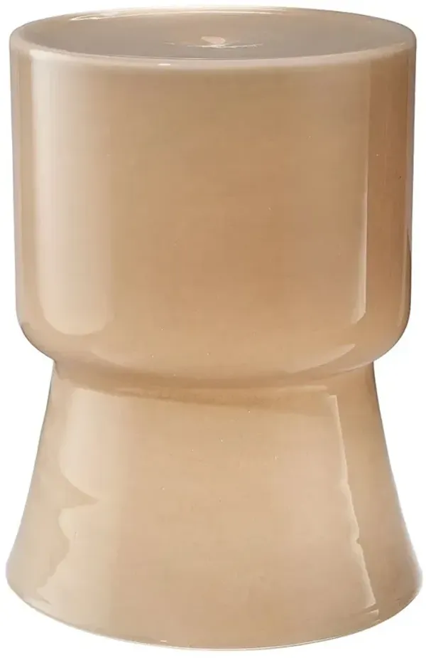 Claudia Coastal Beach Taupe Glass Outdoor Garden Stool