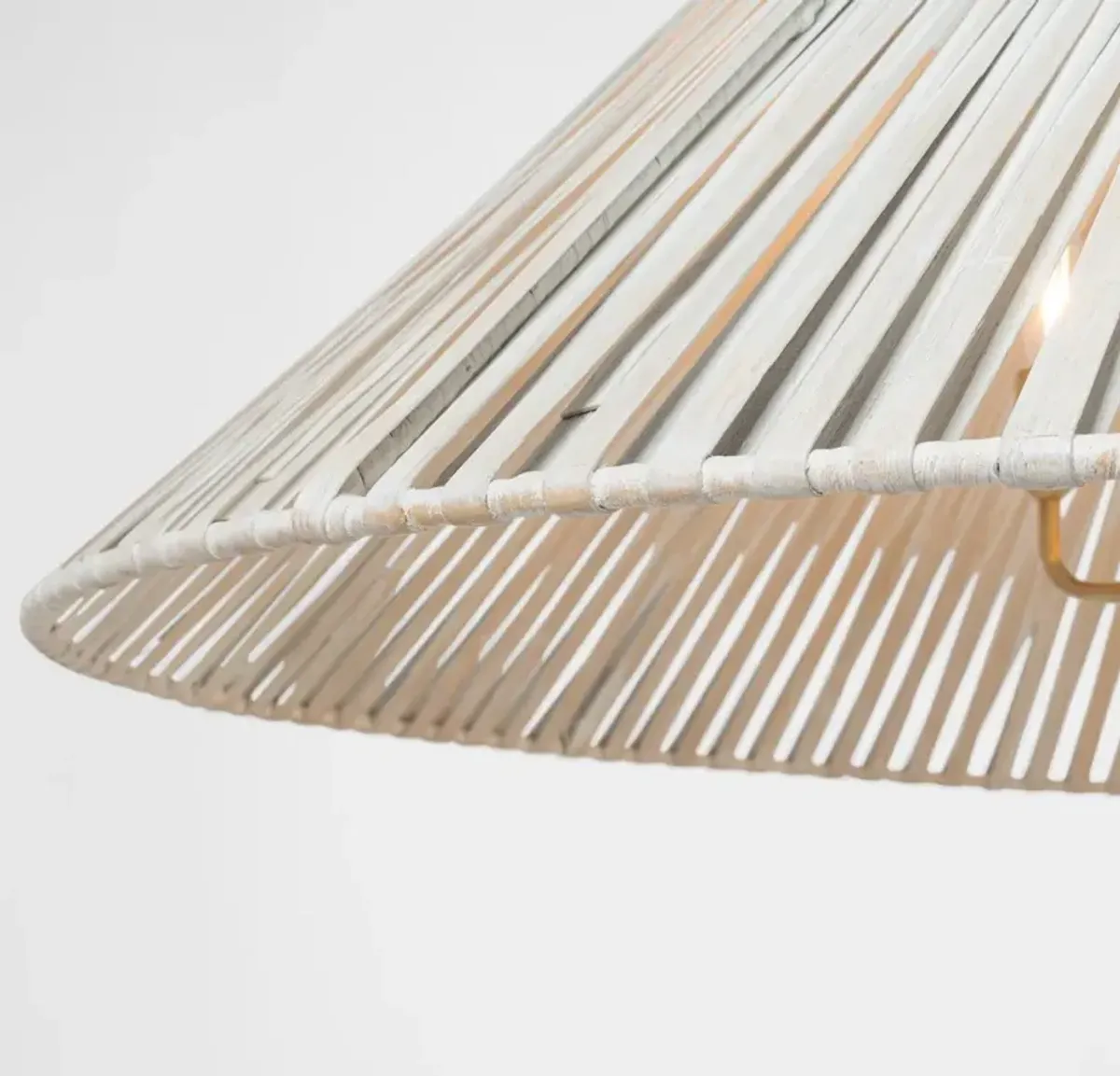 Visual Comfort Corinne Coastal Beach White Wicker Wrapped Hanging Shade - 44"