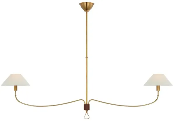 Visual Comfort Griffin Updated Traditional Antique Brass Linear Chandelier