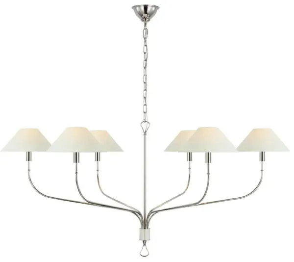 Visual Comfort Griffin Traditional Polished Nickel Tail Chandelier - Grande