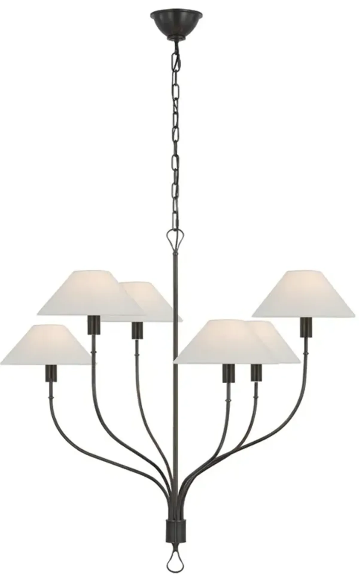 Visual Comfort Griffin Updated Traditional Bronze Staggered Tail Chandelier