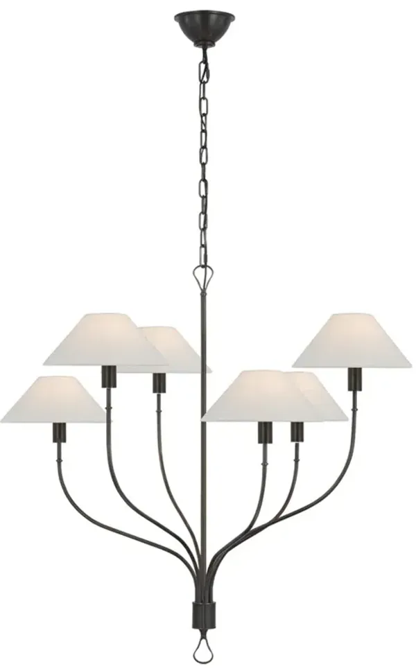 Visual Comfort Griffin Updated Traditional Bronze Staggered Tail Chandelier