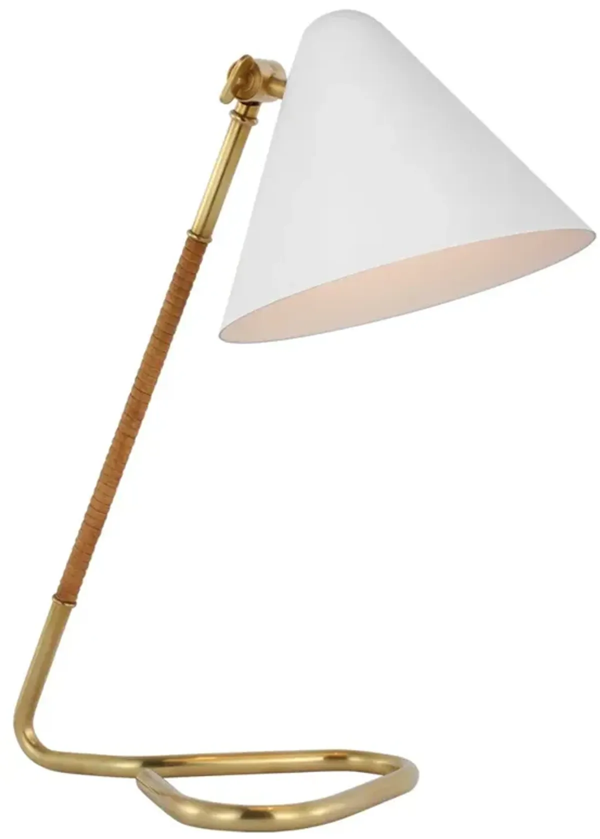 Visual Comfort Laken Updated Traditional Antique Brass Rattan Wrapped Desk Lamp