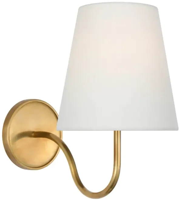 Visual Comfort Lyndsie Traditional Linen Shade Antique Brass Armed Sconce