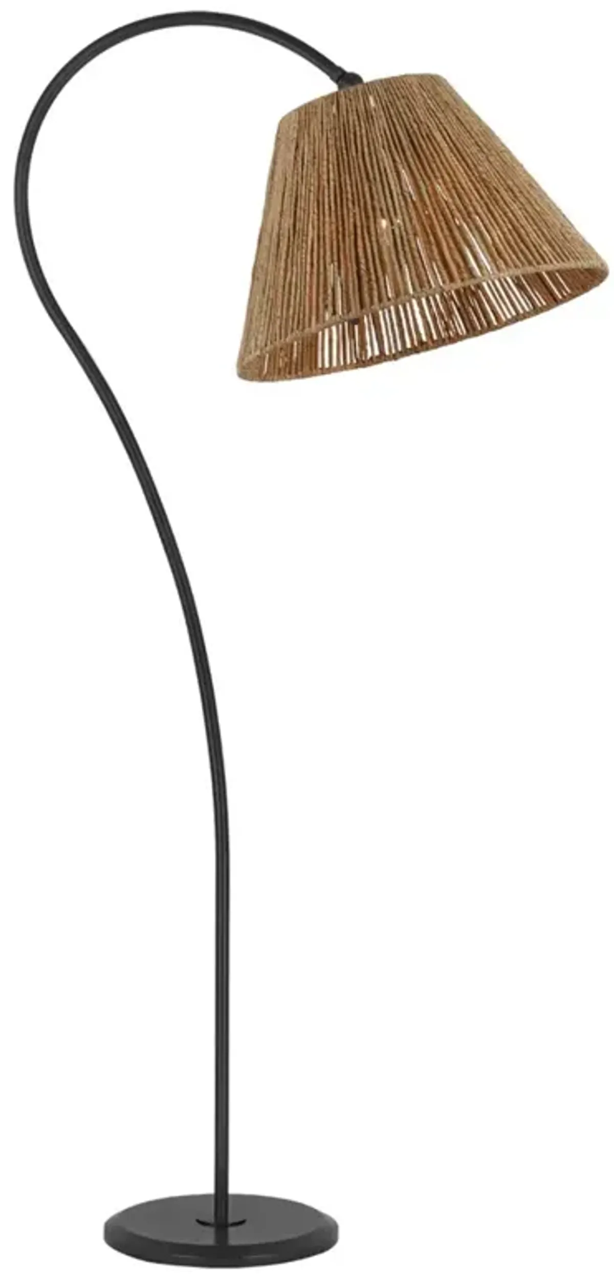 Visual Comfort Dume Coastal Natural Abaca Shade Aged Iron Arched Floor Lamp