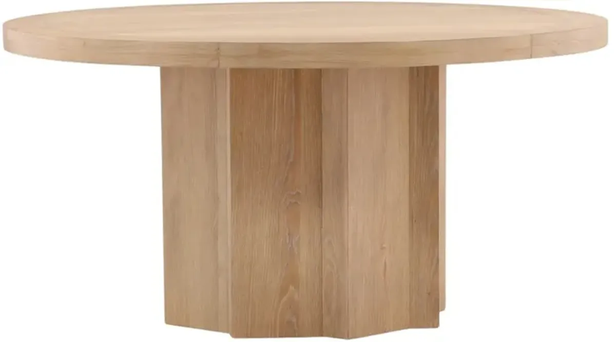 Manel Modern Classic Natural Brown Wood Round Dining Table - 60"