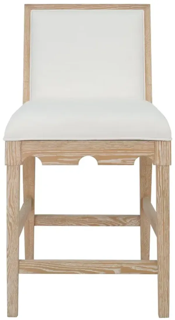 Worlds Away Lanister Modern Classic White Performance Cerused Oak Counter Stool