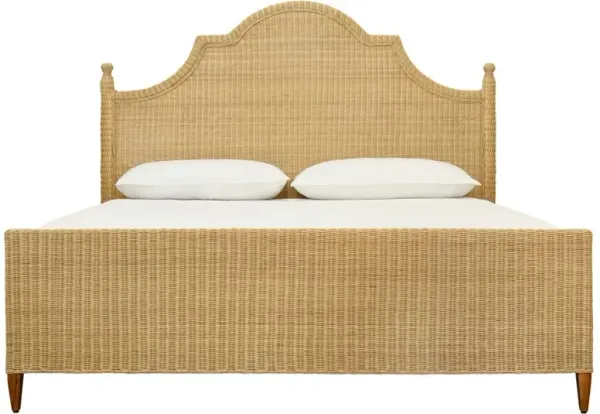 Worlds Away Chamberlain Coastal Beach Natural Woven Rattan Bed - King