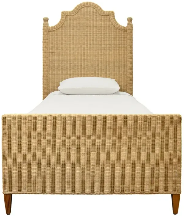 Worlds Away Chamberlain Coastal Beach Natural Woven Rattan Bed - Twin