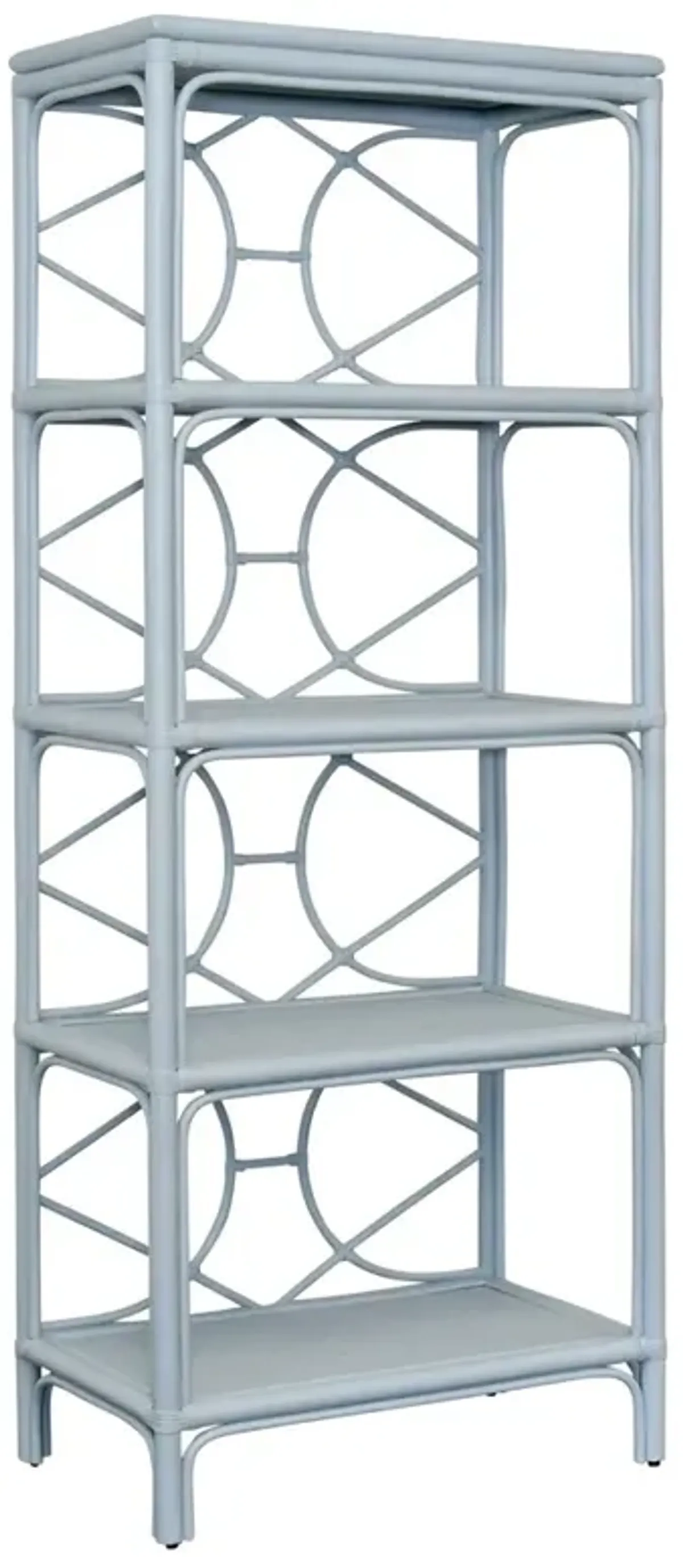 Worlds Away Danielle Coastal Beach Light Blue Rattan Bookcase