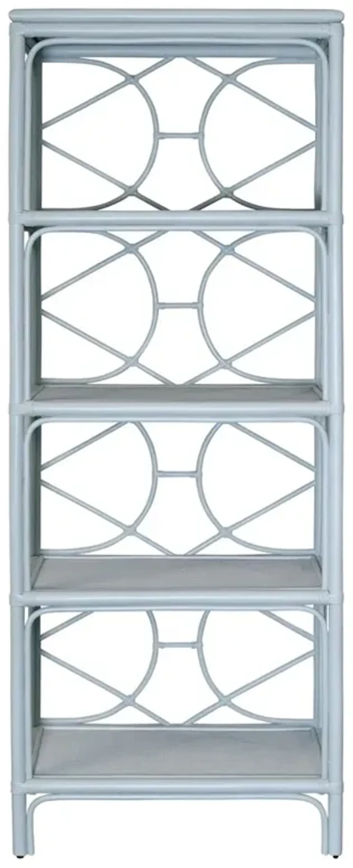 Worlds Away Danielle Coastal Beach Light Blue Rattan Bookcase