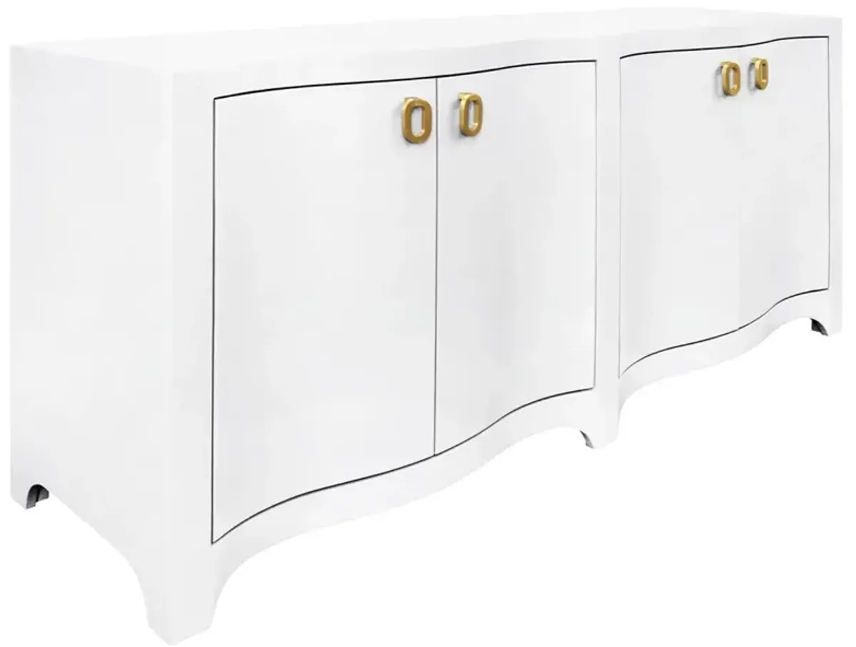 Worlds Away Miffy Modern Classic White Textured Linen Wood Sideboard