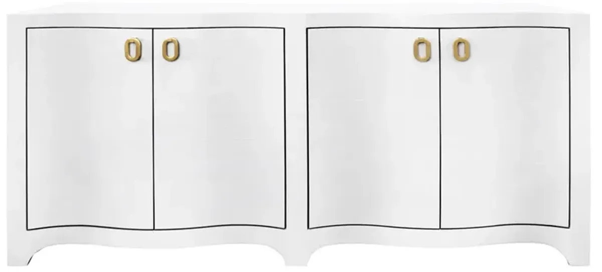 Worlds Away Miffy Modern Classic White Textured Linen Wood Sideboard
