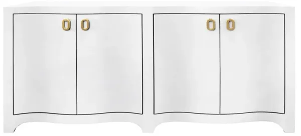 Worlds Away Miffy Modern Classic White Textured Linen Wood Sideboard