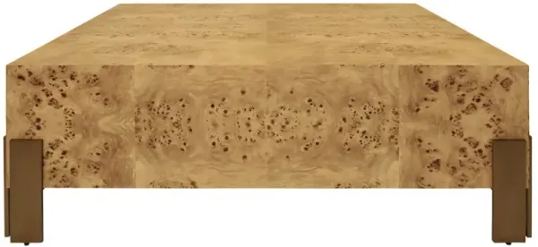 Worlds Away Enid Modern Classic Brown Burl Wood Square Coffee Table