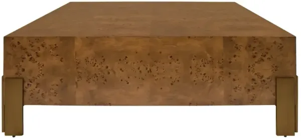 Worlds Away Enid Modern Classic Dark Burl Wood Square Coffee Table