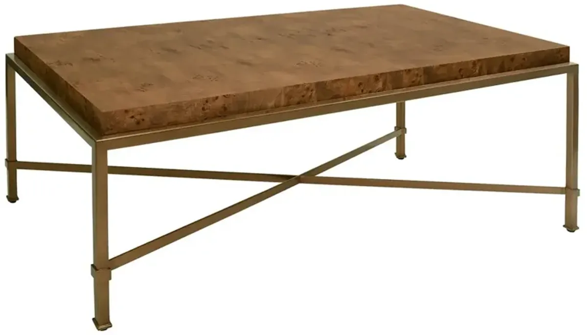 Worlds Away Hardwick Modern Classic Dark Burl Wood Rectangular Coffee Table