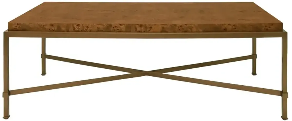 Worlds Away Hardwick Modern Classic Dark Burl Wood Rectangular Coffee Table