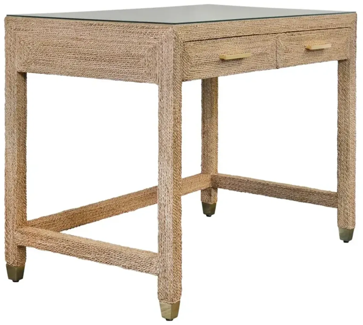 Worlds Away Noble Coastal Beach Natural Brown Rope Rectangular Desk