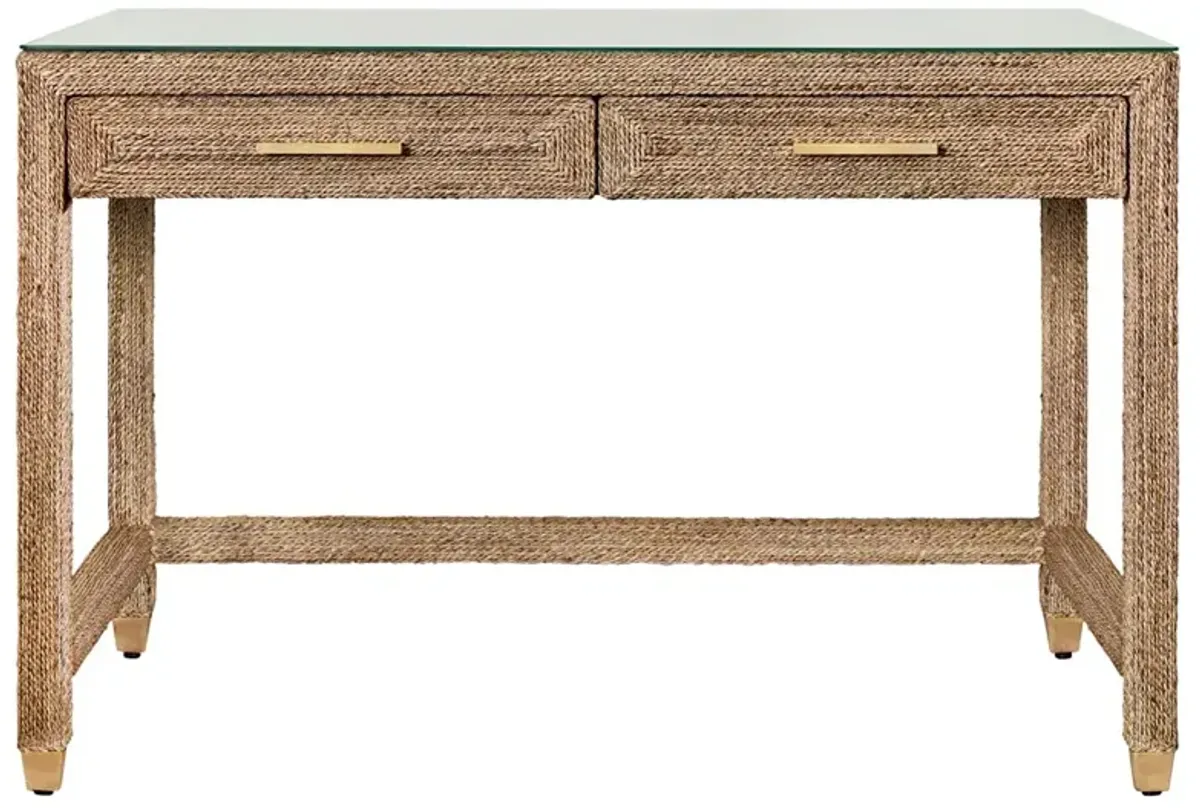 Worlds Away Noble Coastal Beach Natural Brown Rope Rectangular Desk