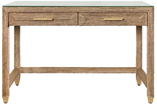 Worlds Away Noble Coastal Beach Natural Brown Rope Rectangular Desk