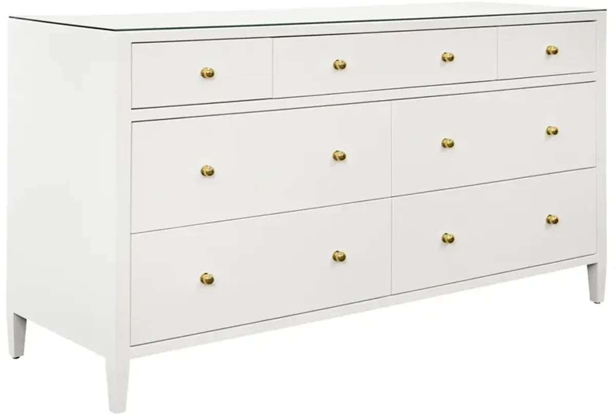 Worlds Away Carnegie Modern Classic White Textured Linen Double Dresser