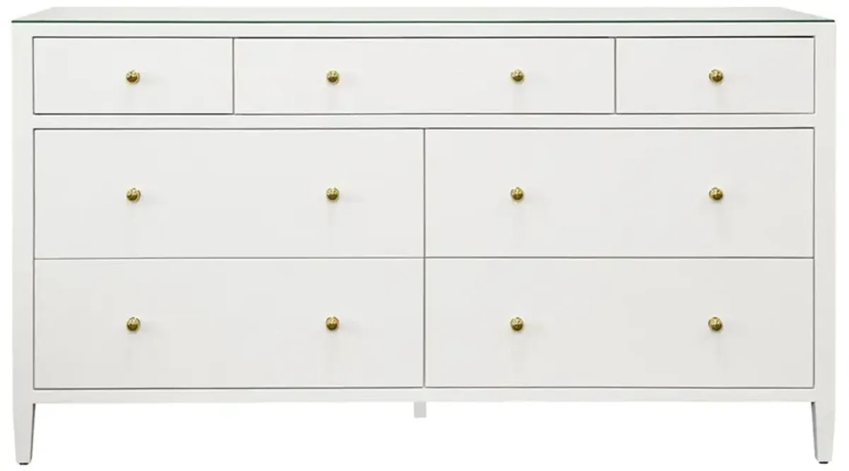 Worlds Away Carnegie Modern Classic White Textured Linen Double Dresser