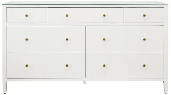 Worlds Away Carnegie Modern Classic White Textured Linen Double Dresser