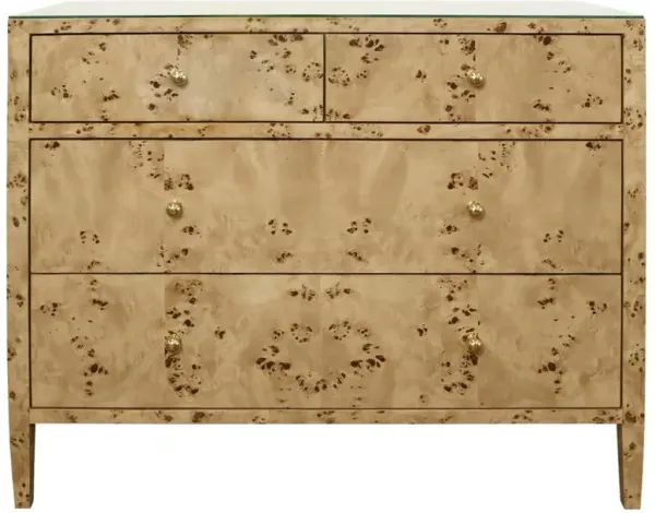 Worlds Away Michelle Modern Classic Brown Burl Wood Dresser